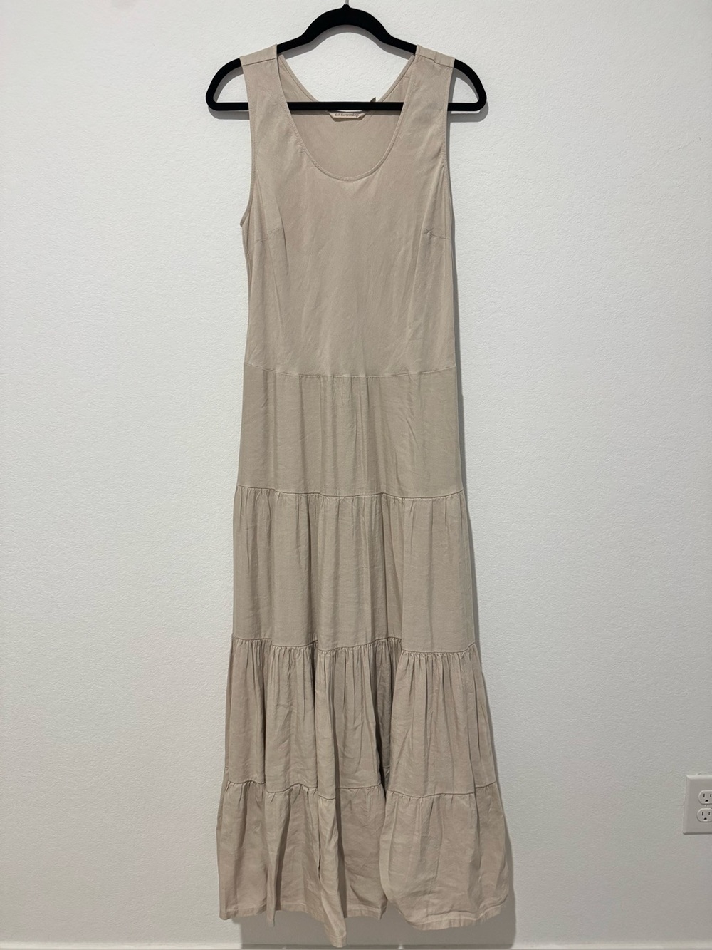 Soft Surroundings Linen Blend Sleeveless Tiered Maxi Dress